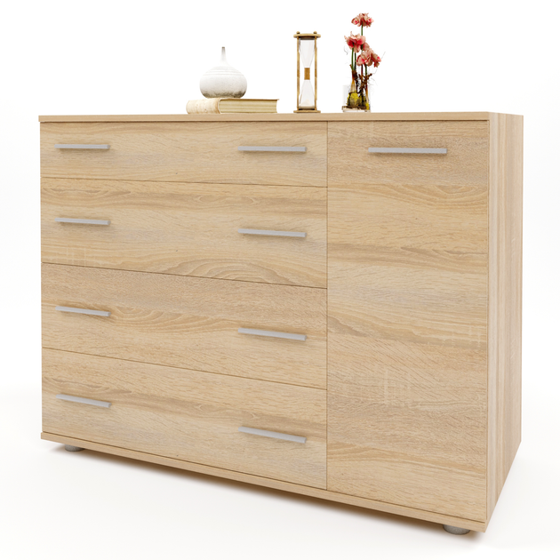 Sonoma oak style bedroom chest of drawers with 4 drawers